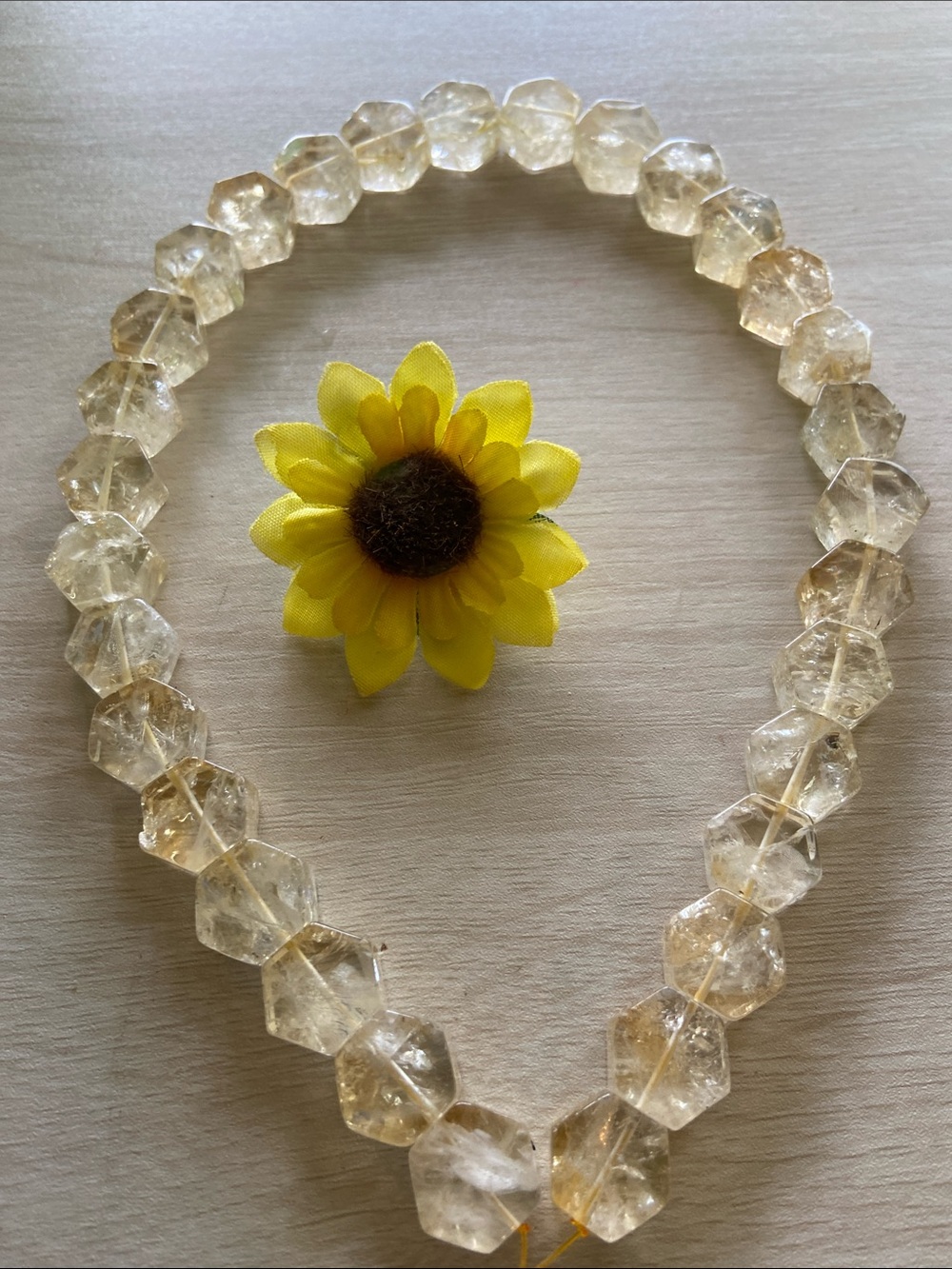 Faceted Citrine-Tone Bead Necklace in Soft Yellow - Women Jewelry